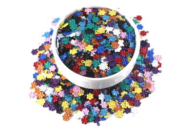 10x7 mm ÇİÇEK DESENLİ PUL, KARIŞIK RENKLİ PİRİNÇ #788RENKLİ - 3