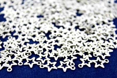 10x7 mm YILDIZ DESENLİ TEK DELİK PUL, NİKEL KAPLAMA PİRİNÇ #701N - 2