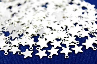 10x8 mm YILDIZ DESENLİ TEK DELİK PUL, NİKEL KAPLAMA PİRİNÇ #301N - 2