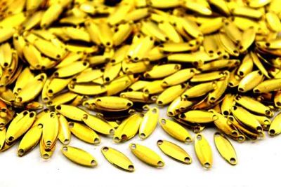 10x4 mm OVAL DESENLİ İKİ DELİK PUL, HAM PİRİNÇ #302-1H - 2