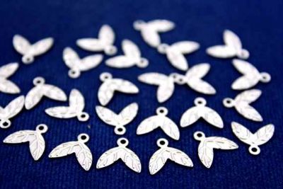 10x9 mm YAPRAK DESENLİ TEK DELİK PUL, NİKEL KAPLAMA PİRİNÇ #905-1N - 2