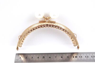 11 CM ÇANTA VE CÜZDAN KULPU, ROSE GOLD RENK, İNCİ BONCUKLU, KOD-33R - 2