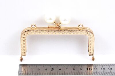 11 CM ÇANTA VE CÜZDAN KULPU, ROSE GOLD RENK, İNCİ BONCUKLU, KOD-35R - 2