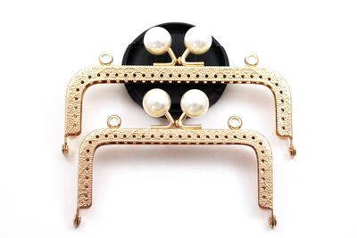 11 CM ÇANTA VE CÜZDAN KULPU, ROSE GOLD RENK, İNCİ BONCUKLU, KOD-35R - 3