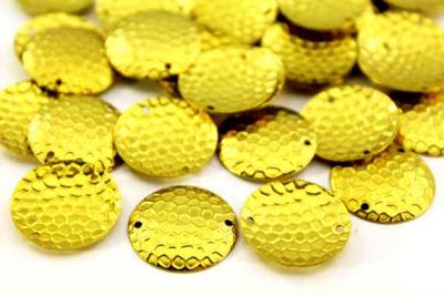 20 mm YUVARLAK BOMBELİ İKİ DELİK PUL, HAM PİRİNÇ #695H - 2