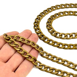 110 cm ALÜMİNYUM HAFİF HAZIR ÇANTA ZİNCİRİ, ANTİK SARI RENK ( KARARMAZ ) 1. KALİTE Z-162AS - 2