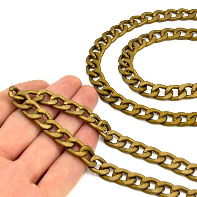 110 cm ALÜMİNYUM HAFİF HAZIR ÇANTA ZİNCİRİ, ANTİK SARI RENK ( KARARMAZ ) 1. KALİTE Z-162AS - 2