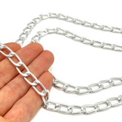 110 cm ALÜMİNYUM HAFİF HAZIR ÇANTA ZİNCİRİ, GÜMÜŞ RENK ( KARARMAZ ) 1. KALİTE Z-178G - 2