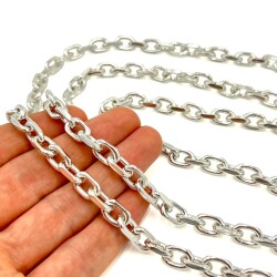 110 cm ALÜMİNYUM HAFİF HAZIR ÇANTA ZİNCİRİ, GÜMÜŞ RENK ( KARARMAZ ) 1. KALİTE Z-184G - 2