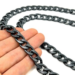 110 cm ALÜMİNYUM HAFİF HAZIR ÇANTA ZİNCİRİ, SİYAH RENK ( KARARMAZ ) 1. KALİTE Z-163Sİ - 2