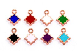 11.5x15 mm, MİNELİ KUTUP YILDIZI DESENLİ TAKI APARATI, ROSE KAPLAMA, #M19R - ERTÜRK
