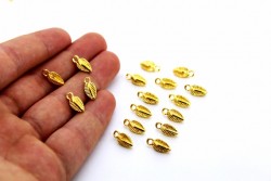 6x13 mm YAPRAK DESENLİ İMAME SALLANTISI, ZAMAK DÖKÜM, SARI KAPLAMA - Thumbnail