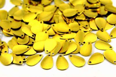 13x8 mm DAMLA DESENLİ TEK DELİK PUL, HAM PİRİNÇ #563H - 2