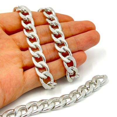 11x15 mm, ALÜMİNYUM ZİNCİR, GÜMÜŞ RENK, 1. KALİTE KARARMAZ, TEL KALINLIĞI 3 mm, AZ163G - 2