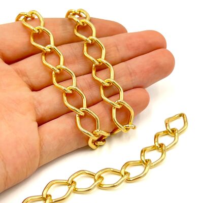 11x15 mm, ALÜMİNYUM ZİNCİR, SARI RENK, 1. KALİTE KARARMAZ, TEL KALINLIĞI 2 mm, AZ28SA - 1