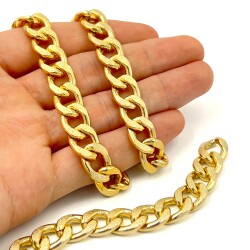 11x15 mm, ALÜMİNYUM ZİNCİR, SARI RENK, 1. KALİTE KARARMAZ, TEL KALINLIĞI 3 mm, AZ163SA - 2