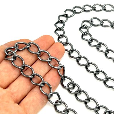 11x15 mm, ALÜMİNYUM ZİNCİR, SİYAH RENK, 1. KALİTE KARARMAZ, TEL KALINLIĞI 2 mm, AZ28Sİ - 2