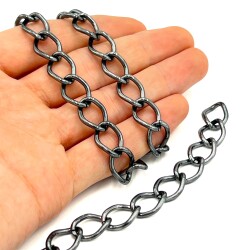 11x15 mm, ALÜMİNYUM ZİNCİR, SİYAH RENK, 1. KALİTE KARARMAZ, TEL KALINLIĞI 2 mm, AZ28Sİ - ERTÜRK