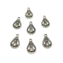 11x19 mm SALLANTI UÇ, DAMLA DESENLİ, ZAMAK DÖKÜM, BOYALI GÜMÜŞ KAPLAMA - 2