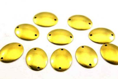 14x18 mm OVAL DESENLİ İKİ DELİK BOMBELİ PUL, HAM PİRİNÇ #768H - 2