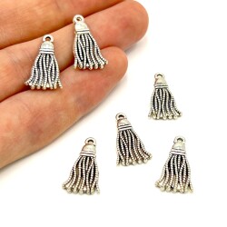 11x20 mm SALLANTI UÇ, ZAMAK DÖKÜM, BOYALI GÜMÜŞ KAPLAMA - ERTÜRK