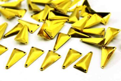 11x20 mm DESENLİ ÜÇGEN ÜÇ DELİK PUL, HAM PİRİNÇ #749H - 2