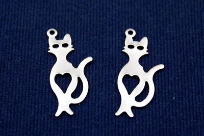11x26 mm KEDİ DESENLİ PUL, NİKEL KAPLAMALI PİRİNÇ #1557N - 3