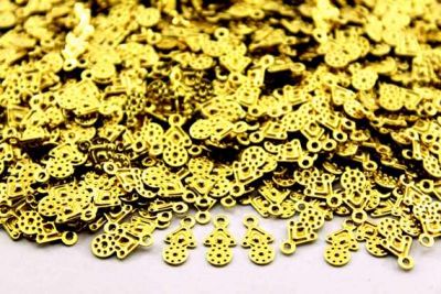 11x6 mm DESENLİ TEK DELİK PUL, HAM PİRİNÇ #856H - 2
