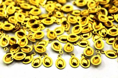 7x11 mm OVAL DESENLİ TEK DELİK PUL, HAM PİRİNÇ #836H - 2