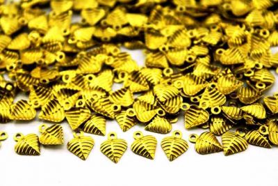 11x8 mm KALP DESENLİ TEK DELİK PUL, HAM PİRİNÇ #841H - 2