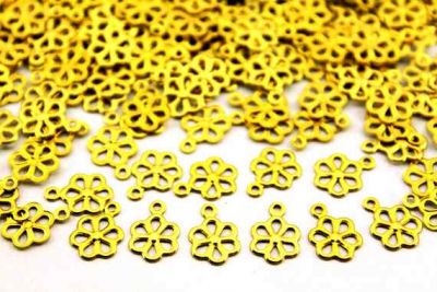 11x8 mm ÇİÇEK DESENLİ TEK DELİK PUL, HAM PİRİNÇ #558H - 2