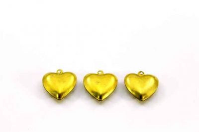 16x18 mm ÇİFT TARAFLI KALP DESENLİ PUL, HAM PRİNÇ, #485H - 2