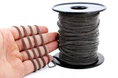 1.2 mm 3 SIRA TRAŞSIZ SİYAH TOP DORE ZİNCİR - 2