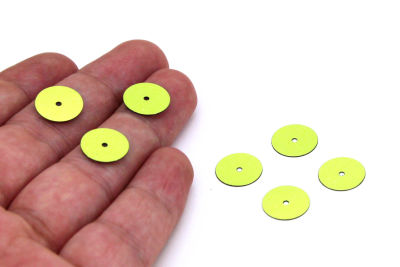 12 mm PLASTİK PUL PAYET, NAKIŞ PULU, DÖKME PUL, ORTADAN DELİK, AÇIK YEŞİL RENK - 3