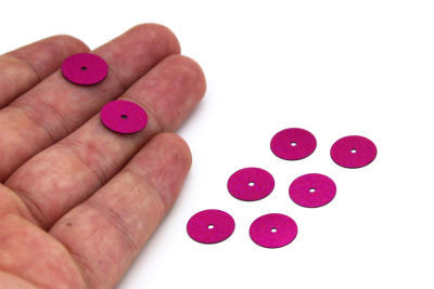 12 mm PLASTİK PUL PAYET, NAKIŞ PULU, DÖKME PUL, ORTADAN DELİK, FUŞYA RENK - 3