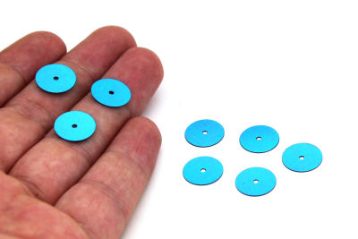 12 mm PLASTİK PUL PAYET, NAKIŞ PULU, DÖKME PUL, ORTADAN DELİK, TURKUAZ RENK - 3