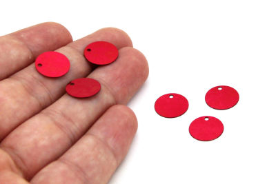 12 mm PLASTİK PUL PAYET, NAKIŞ PULU, DÖKME PUL, YAN DELİK, KIRMIZI RENK - 3