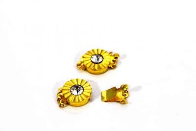 14 mm TAŞLI ÜÇLÜ KLİPS, SARI KAPLAMA - 3