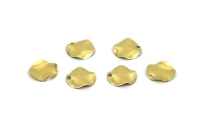 12 mm YUVARLAK DALGALI YAN DELİK PUL, HAM PİRİNÇ #1375H - 2