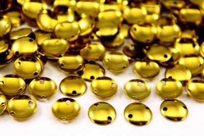 10 mm YUVARLAK İKİ DELİK BOMBELİ PUL, HAM PİRİNÇ #98H - 2