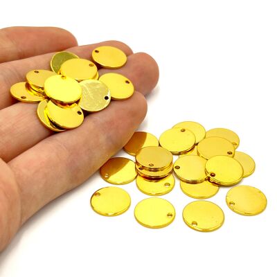 12 mm, YUVARLAK PUL, LAZER MARKALAMA PULU, PİRİNÇ MALZEME, LAK KAPLAMA, TEL KALINLIĞI 0.80 MM - 1