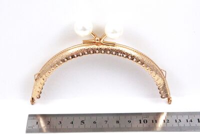12.5 CM ÇANTA VE CÜZDAN KULPU, ROSE GOLD RENK, İNCİ BONCUKLU, KOD-34R - 2