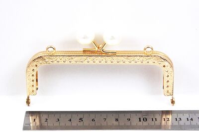 12.5 CM ÇANTA VE CÜZDAN KULPU, ROSE GOLD RENK, İNCİ BONCUKLU, KOD-36R - 2
