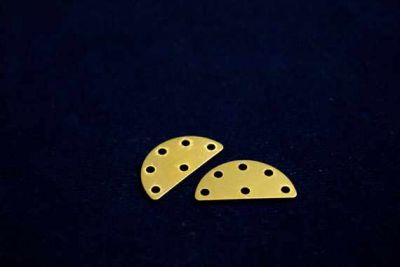 10x20 mm DESENLİ ALTI DELİK PUL, HAM PİRİNÇ #964H - 2