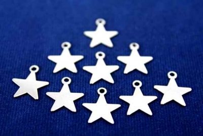 12x10 mm YILDIZ DESENLİ TEK DELİK PUL, NİKEL KAPLAMA PİRİNÇ #300N - 2