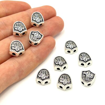 12x13 mm ÜÇGEN TESBİH MALZEMESİ, ZAMAK DÖKÜM, BOYALI GÜMÜŞ KAPLAMA - 1