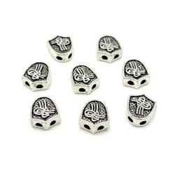 12x13 mm ÜÇGEN TESBİH MALZEMESİ, ZAMAK DÖKÜM, BOYALI GÜMÜŞ KAPLAMA - 2