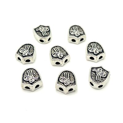 12x13 mm ÜÇGEN TESBİH MALZEMESİ, ZAMAK DÖKÜM, BOYALI GÜMÜŞ KAPLAMA - 2