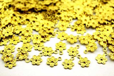 7x10 mm ÇİÇEK DESENLİ TEK DELİK PUL, HAM PİRİNÇ #854H - 2