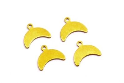 12x15 mm AY DESENLİ KULPLU PUL, HAM PİRİNÇ #1788H - 2